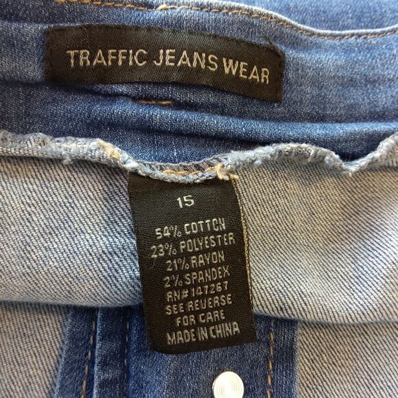 Traffic Jean Wear button front blue denim paper bag front waist skirt with belt - Picture 10 of 10